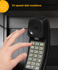 Straight Up Reliable Trimline Corded Landline Phone Works Like A Dream With Bright Backlit Keypad showing ten speed dial buttons in use.