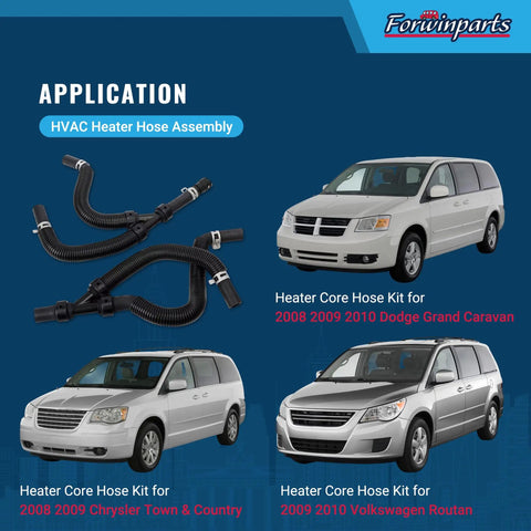 HVAC Heater Hose Assembly Kit For Dodge Grand Caravan, Chrysler Town And Country, Volkswagen Routan 2008 2009 2010 with vehicles.