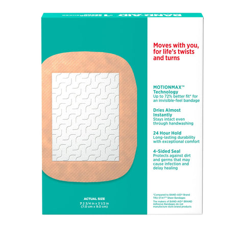 Band-Aid Brand Skin-Flex adhesive bandages box with tan patch, 7 ct, front view