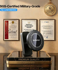 Magnetic Golf Cart Phone Holder With 28 Strong Magnets, Military-Grade Durability, displayed with awards and certifications.