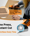 Heavy Duty Cordless Electric Scissors With Led Work Light And Safety Lock, Rechargeable 4V Box Cutter For Cardboard Leather Fabric, 2000Mah Battery Cuts Materials Like A Hot Knife Through Butter cutting through corrugated cardboard.