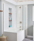 Bathroom with Parkwood Tub And Shower Trim Kit Brushed Nickel With 6 Function Shower Head For A Dope Shower Upgrade.