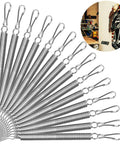 Bulk 15 Pack Heavy Duty Extension Springs 5 Inch By 0.27 Inch Stainless Steel Tension Springs with hooks displayed in fan shape