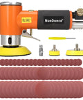 Beast Mini Random Orbital Air Sander Kit 1 2 3 Inch with discs and backing plates for auto body and woodworking.