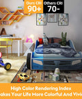 Cozy bedroom with high CRI90 Plus lighting, showcasing Vintage Edison Style LED Filament Bulbs 12 Pack, E26 base