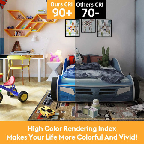 Cozy bedroom with high CRI90 Plus lighting, showcasing Vintage Edison Style LED Filament Bulbs 12 Pack, E26 base