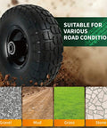 10 Inch Solid Heavy Duty Rubber Dolly Tire Wheels With 5 By 8 Inch Axle in diverse road conditions, flat-free, 4 pack