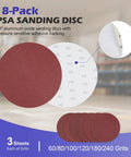 18-pack PSA sanding discs, highlighting 10 inch size and P60 grit, from 10 Inch Table Saw Calibration Plate And Sanding Disc Set With 18 PSA Sandpapers 60 80 120 180 240 Grit 5/8 Inch Arbor And 1/8 Inch Thick Alloy Steel Balance Blade For Precise Blade Alignment And Super Smooth Finishing