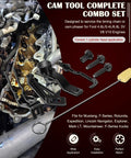 Ford Timing Belt Tools Set for 4.6L 5.4L and 6.8L 3V Engines with cam tool combo next to vehicle engine