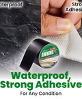 Waterproof Self Adhesive Patch Repair Tape Kit For Awnings Outdoor Canopies Tents RVs Canvas And Boat Covers Heavy Duty 3 Inch Wide Tarp Repair Tape Quick Bond Weatherproof Fix For Leaks And Tears showing waterproof material and strong adhesive.