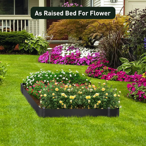 Heavy Duty Metal Landscape Edging Kit With Stakes 19 Feet Total 46 By 10 Inch Galvanized Steel Lawn Border Black No Dig Easy Install in garden
