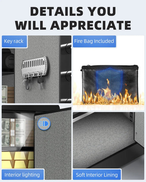 Details of Home Safe Box 2.0 Cu Ft With Fireproof Waterproof Bag Digital Electronic Keypad Dual Alarm System And Removable Shelf