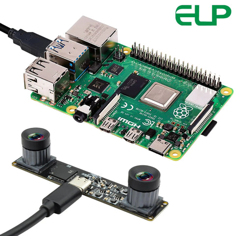 Ace Dual Lens Monochrome USB Camera Module Blitzing Global Shutter 210FPS 3D Stereo Vision Kit with Raspberry Pi connection and dual sensors.