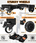 Heavy Duty Hand Truck 500 Lb Capacity with sturdy wheels and brakes, featuring 360-degree rotational and large rubber wheels