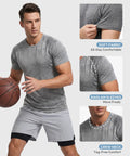 Five Pack Men's Quick Dry Gym Shirts Short Sleeve T Shirts For Workout Moisture Wicking Breathable Comfort Soft Stretch Fabric