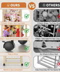 Comparison of 56 Inch Tall Wooden Stuffed Animal Storage Tower With Wheels and an inferior model, highlighting straps and mobility features.