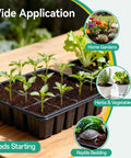 Seed tray with seedlings using 50 Pcs Coco Coir Pellets for Seed Starting Expand to About 3.96 Qt Potting Soil for Indoor Outdoor Gardens.