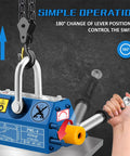 Heavy Duty Magnetic Lifter Hoist With Handle, 880 Lb Capacity, Two And A Half X Safety Factor, lever operation demonstration.