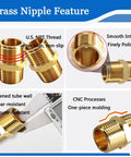 Two Pack Hex Brass Nipples 1 Inch NPT Male To 1 Inch NPT Male Pipe Fitting Heavy Duty Brass Nipples Connectors For Plumbing Features