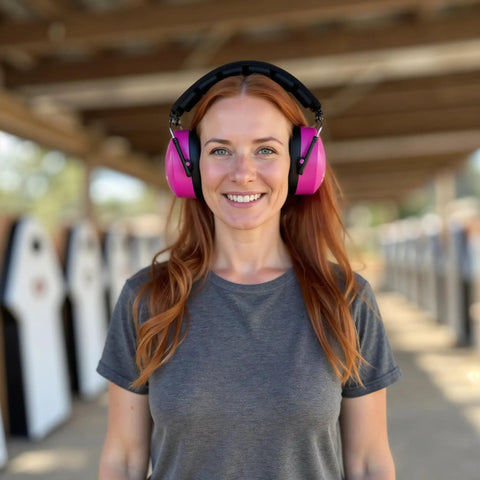 High NRR 37dB Safety Ear Muffs For Shooting And Industrial Work, Ultra Comfortable Hearing Protection With Padded Headband, Maximum Noise Reduction For Loud Tools And Motors, Pink