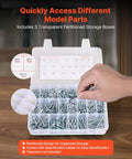 Top Rated 2250 Piece Bolts And Nuts Assortment Kit Including Metric And Imperial Machine Screws Plus Flat Washers In Alloy Steel For Shop Builds And Garage Fixes Galvanized White Finish, organized storage box with screws.