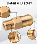 PWACCS brass pressure washer thermal relief valve with 1/4 NPT threads and white cap, front view.