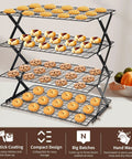 Game-Changing 4-Tier Collapsible Cooling Rack for Baking with cookies displayed, folding grid adjustable stackable design