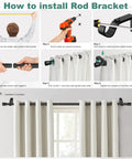 Installation guide for Heavy Duty Black Curtain Rod Set With Adjustable Length From 32 To 58 Inches, 1 Inch Diameter, Rustproof Metal Pole And Brackets, Sleek Decorative Finish, No Fuss Install For Any Window