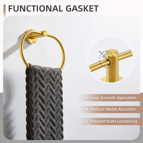 Slick Brushed Dark Gold Towel Ring With Swivel Hand Towel Holder SUS 304 Stainless Steel Wall Mounted Bathroom Accessory.
