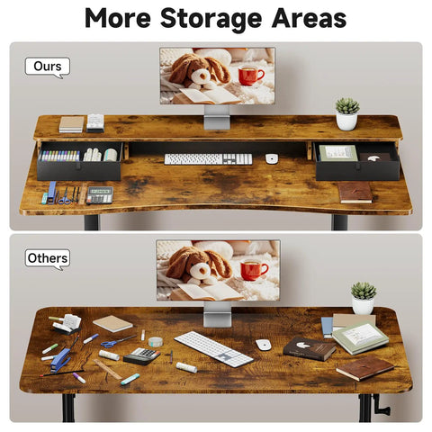 Comparison of Standing Desk With Storage Drawers And Monitor Shelf For A Game Ready Office Setup Adjustable Height Computer Desk
