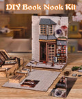 DIY 3D Wooden Book Nook Kit for Adults, Teens, and Beginners, Tiny House Shelf Decor with assembled storefront and pieces