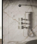 Statement VES Single-Function Showerhead 1.5 GPM Vibrant Brushed Nickel, wide coverage spray, 360-degree rotating head in modern bath