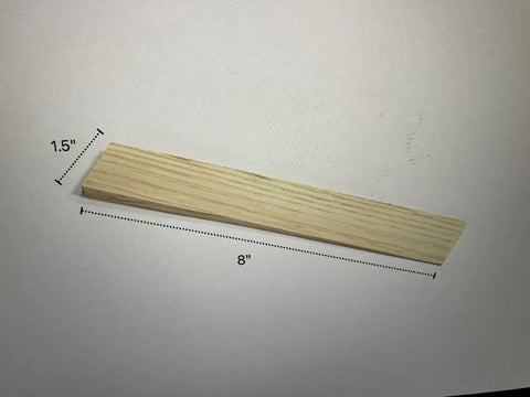 Hella Durable Kiln Dried Cedar Shims Bulk Case 420 Count Rot Resistant 8 Inch Fine Tip Wedges shown from side with dimensions.