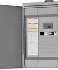 100 Amp Outdoor Main Breaker Box Load Center With Plug On Neutral, 12 Space, 24 Circuit, 120/240 VAC, UL Listed, NEMA 3R Weatherproof Enclosure Open