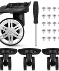 Premium 4 Piece Swivel Replacement Suitcase Wheels With Double Row Build And Smooth TPE Bearings Setup For Easy Luggage Roller Overhauls universal suitcase repair kit with screws and tool