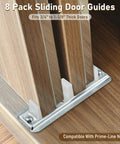 Eight sliding door guides installed on track, fits doors 3/4" to 1-3/8" thick, providing support with Prime-Line N6560 compatibility.