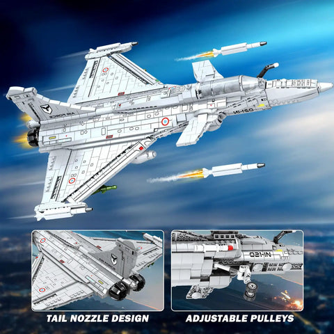 Rafale Inspired Fighter Jet Building Set For Adults And Teens 14 And Up, 2099-Piece 1:18 Scale Military Aircraft Model Kit in flight