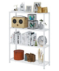 4-Tier Wire Storage Shelves Heavy Duty Metal Racks With Adjustable Shelves For Home And Garage Organization displaying decor, books