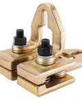 Heavy Duty 5 Ton Right Angle Two Way Auto Body Pull Clamp, steel construction, golden color, for car body repair in auto shop