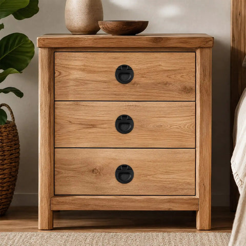 Wooden dresser with Black Round Recessed Ring Pull Handles 43.5mm Flush Door Pulls For Cabinets And Drawers Zinc Alloy Lifting Ring