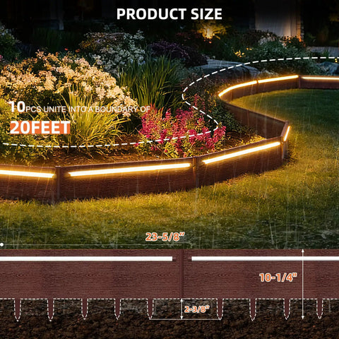 Outdoor Solar Lights For Yard And Pathways 20 Foot Connectable Landscape Edging With 10 No Dig Garden Border Lights shown in garden