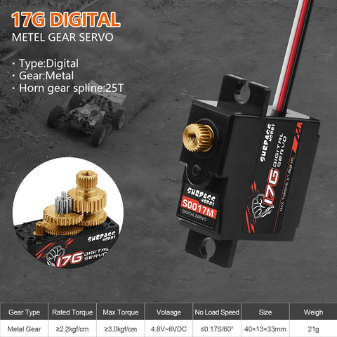 Beefy 17g Metal Gear Digital Servo 1.8kg Torque 4.8V To 6V RC Servo for models with metal gears overview