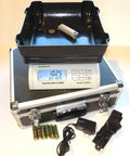 Coin Counting Scale And Money Counter For Cash Handling with digital display, coin tray, and accessories on carrying case.