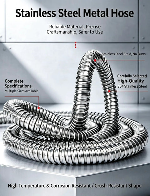Tough As Nails 304 Stainless Steel Flexible Conduit Heavy Duty Anti Bite Metal Cable Protector coiled, showcasing its flexibility and durability.