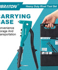 Heavy Duty Pop Rivet Gun Set With Aluminum Hand Riveter Workhorse 4 Interchangeable Heads 110 Piece Rivet Kit case shown