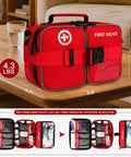 Front view of Crmea red dual-pocket first aid kit with MOLLE strap; nylon pouch, 9.8×4.7×4.7 in.