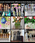 Clear Acrylic Test Tube Holder Rack With 16mm Wells 12 Unit Lab Organizer displaying makeup, toys, and flowers