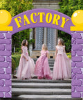 Purple Party Door Arch Decor Set With Top Banner And Door Covers 3 Piece Easy Hang Arch Backdrop over staircase with girls