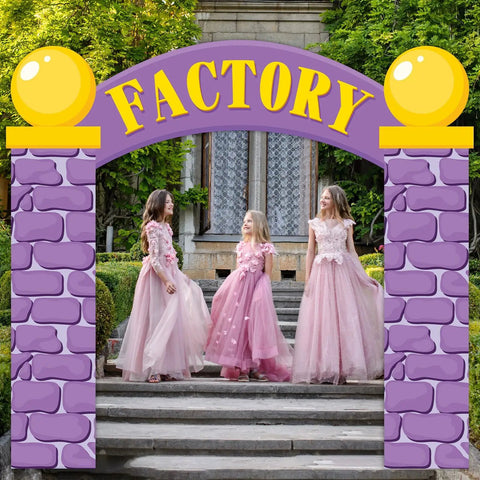Purple Party Door Arch Decor Set With Top Banner And Door Covers 3 Piece Easy Hang Arch Backdrop over staircase with girls