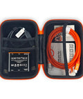 Slick Portable Kvm Console Adapter with HDMI cable and USB connections in a black and orange compact carrying case.